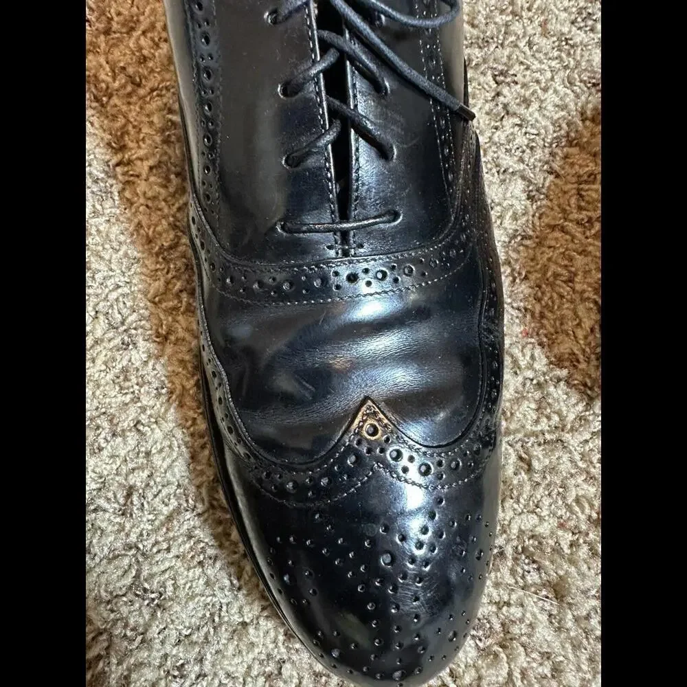 Stafford Comfort Plus Wing Tip Shoes Mens Black Leather Size 13‎